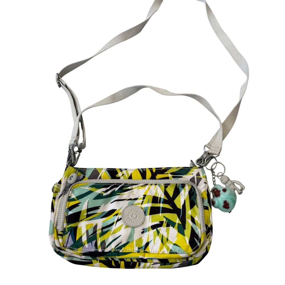 Kipling Crossbody Bag Tropical Palm Leaf Print Yellow Green Multi KI0441V69